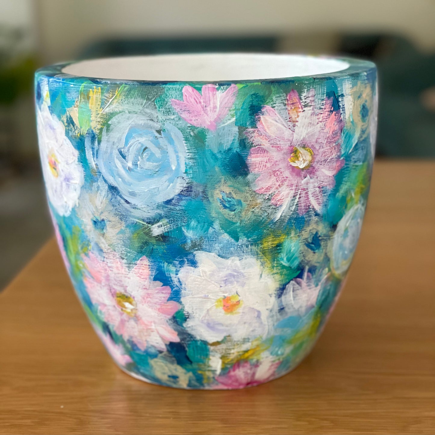 Large Hand Painted Terracotta Pot